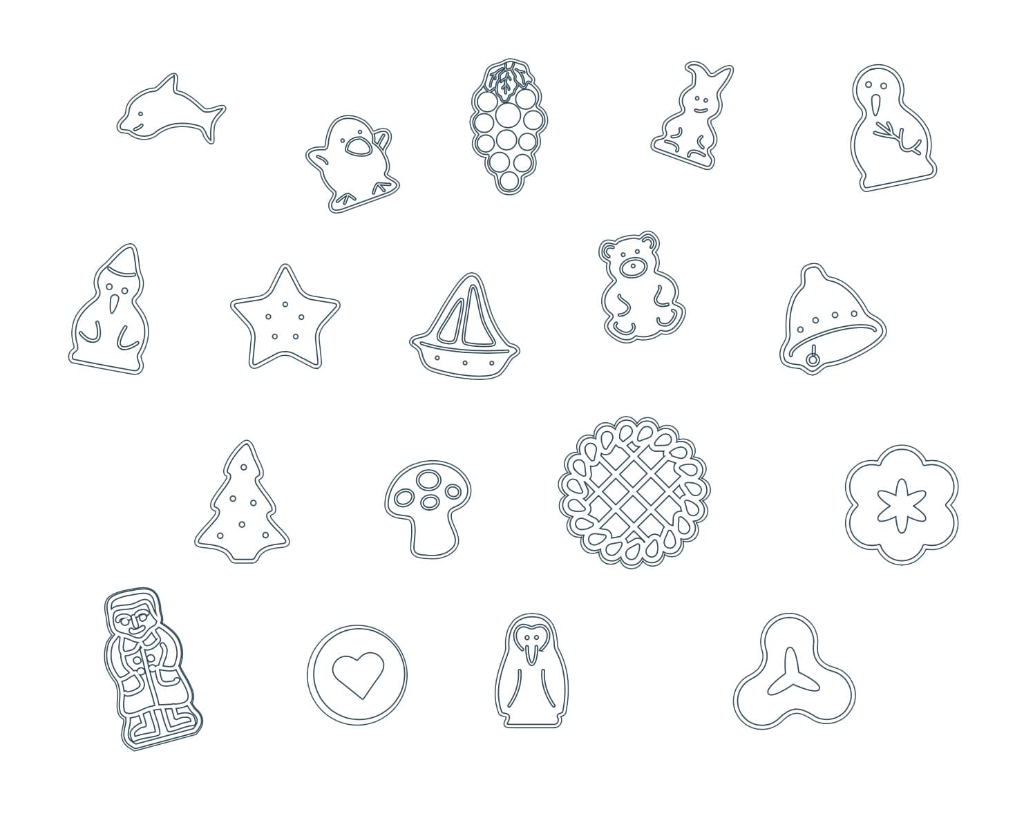 View of various cookie motifs